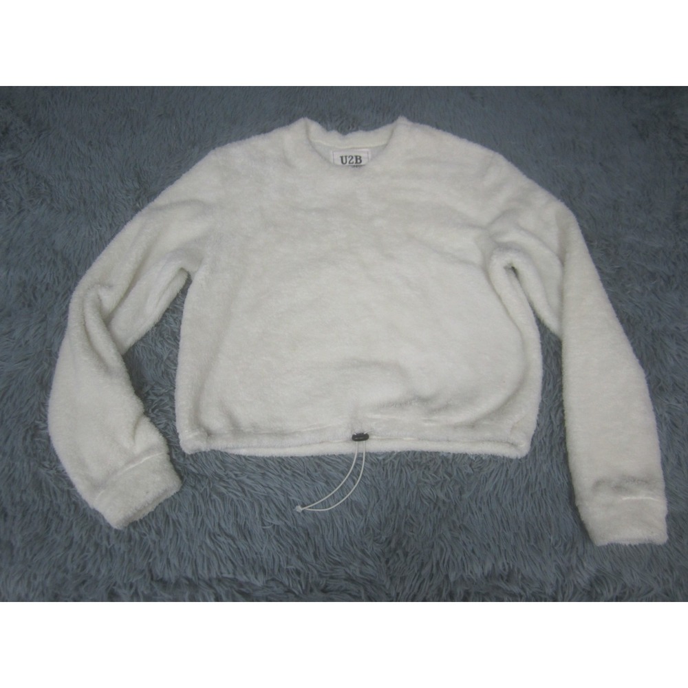 Urban 2 Basics Sweater Womens Large Beige Crew Neck Pullover Fleece Soft